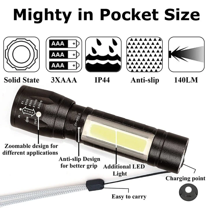 4000LM Waterproof Mini Flashlight Built in Battery USB Charging - Best-india-shop.com