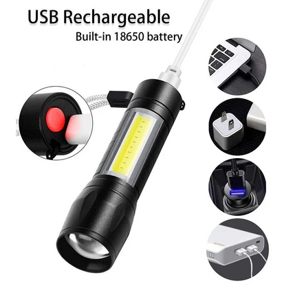 4000LM Waterproof Mini Flashlight Built in Battery USB Charging - Best-india-shop.com